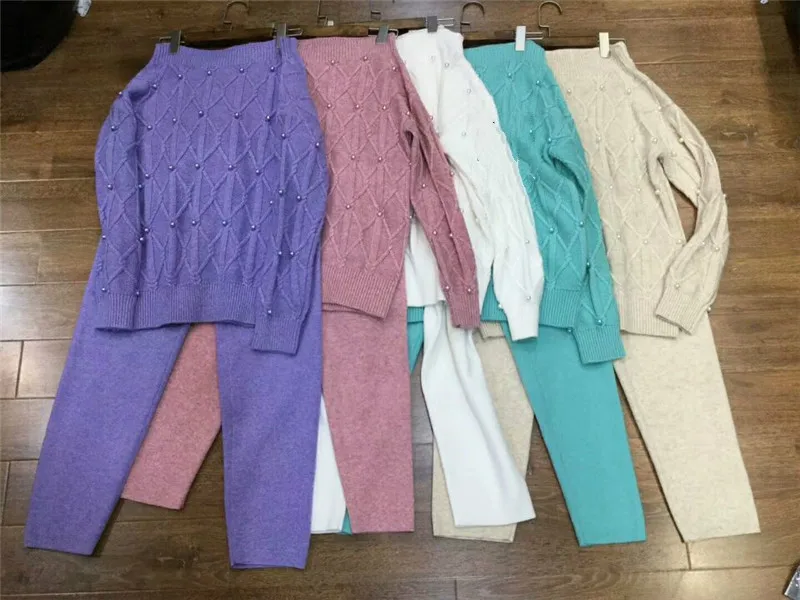 Pull/Лидер продаж новинка 2018 повседневный женский костюм из 2 предметов шерстяной