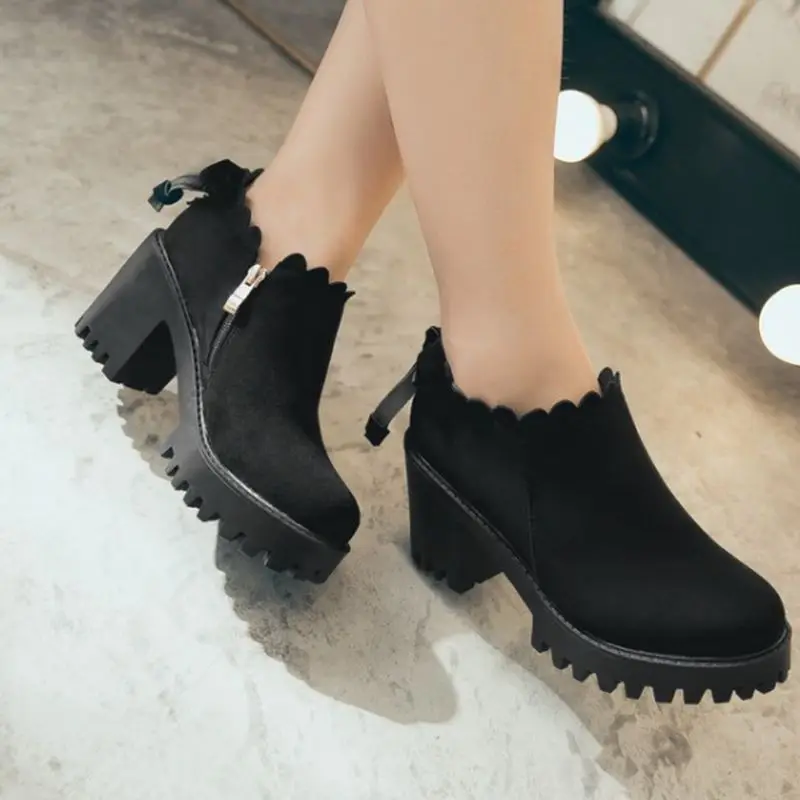 Женские ботильоны на платформе QPLYXCO однотонные высоком каблуке с