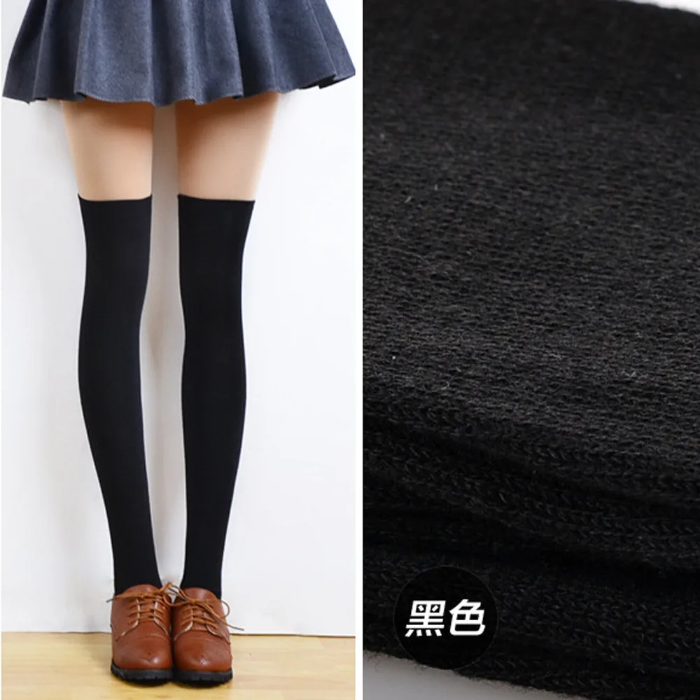 Женские однотонные носки чулки теплые Гольфы выше колена длинные хлопковые medias