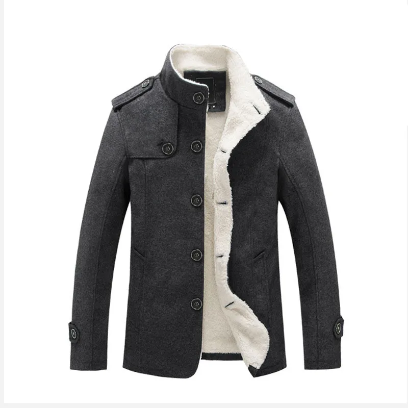 Hiver Hommes Manteau De Mode Marque Vetements Polaire Double Chaud Epais Pardessus De Laine Male Laine Manteau de Melange Hommes