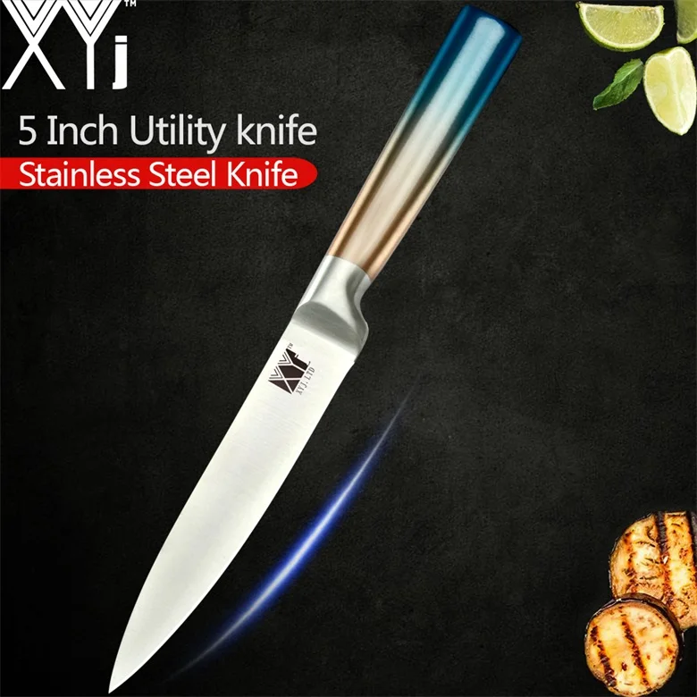 G.5 inch Utility XYj кухонные ножи для очистки овощей утилита Santoku шеф-повара для нарезки хлеба ножи из нержавеющей стали Новое поступление кухонные инструменты аксессуары - Цвет: G.5 inch Utility