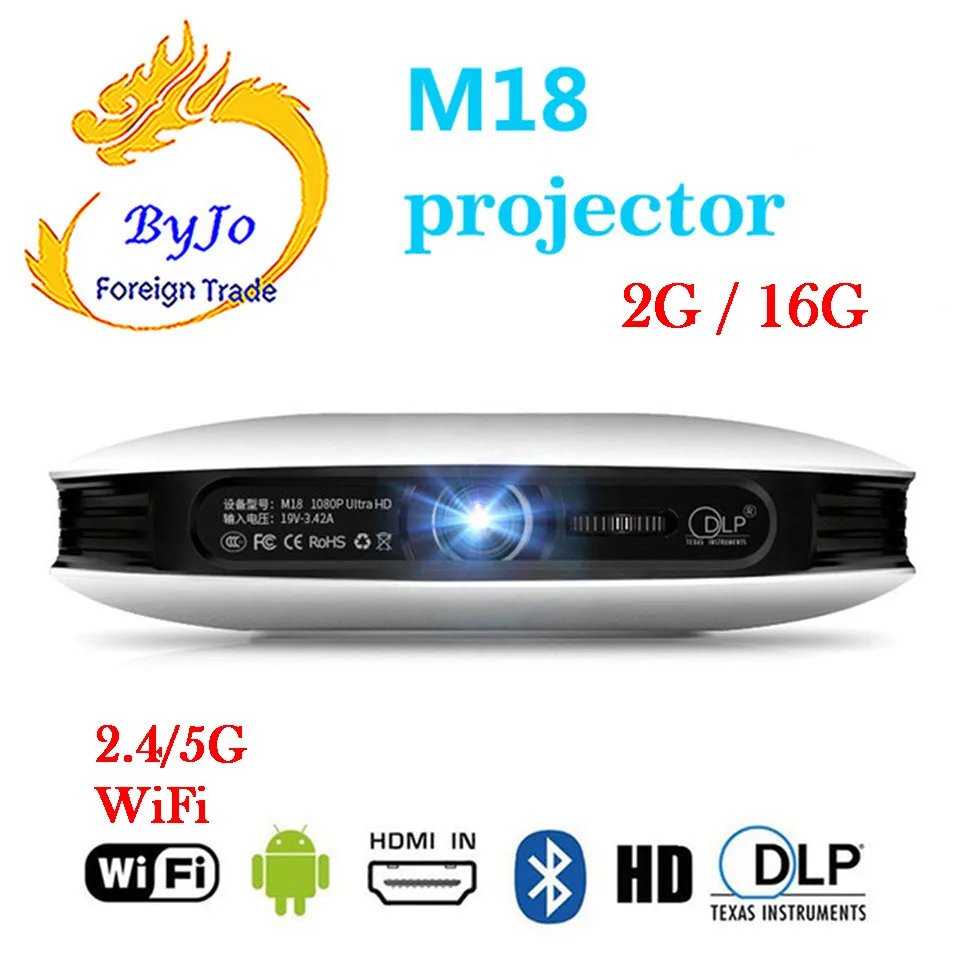 Проектор ByJoTeCH M18 3D 1080P 2 ГБ 16 Android Wi Fi 4K домашний кинотеатр проектор AirPlay встроенный