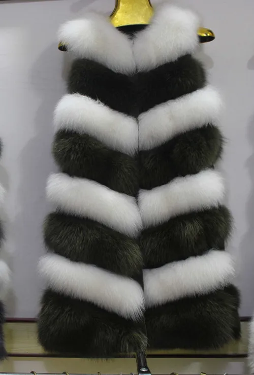 green and white Linhaoshengyue зимняя жилетка с лисьим мехом, цветная жилетка с лисьим мехом - Цвет: green and white