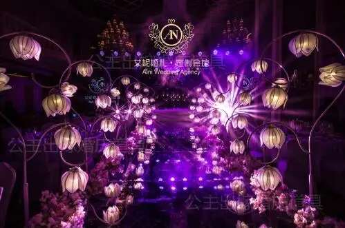 

Wedding lead property bell orchid dragon lighting road led T stage decoration receiving line wedding backdrop