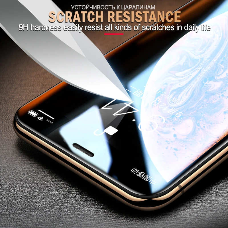 6D Полный закаленное стекло пленка для Apple iPhone X 10 Xs Max полный изогнутая Защитная