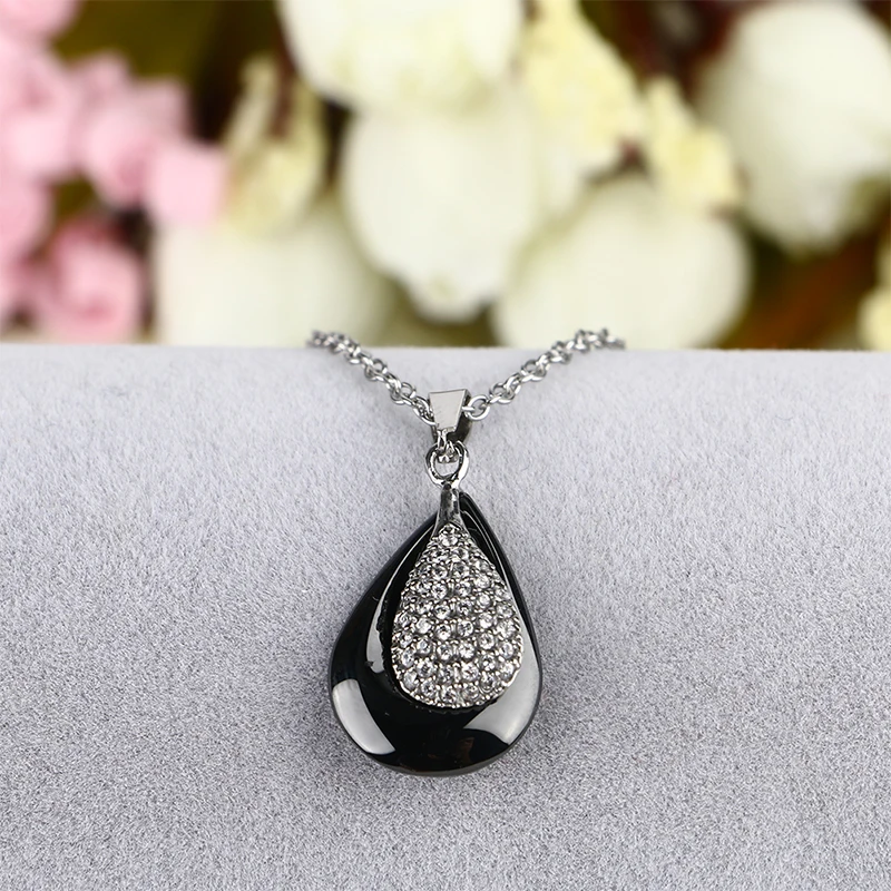 TUHE 2018 Water Drop CZ Crystal Pendant Necklace For Women High Quality Stainless Steel Chain Beauty Engagement Party Jewelry | Украшения и