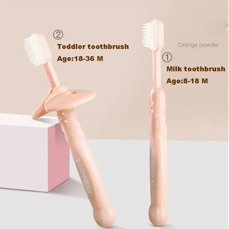Bebetour Training Toothbrush Teether for Toddlers Kids Tooth Brush Set Mouth Cup - Цвет: 1-orange