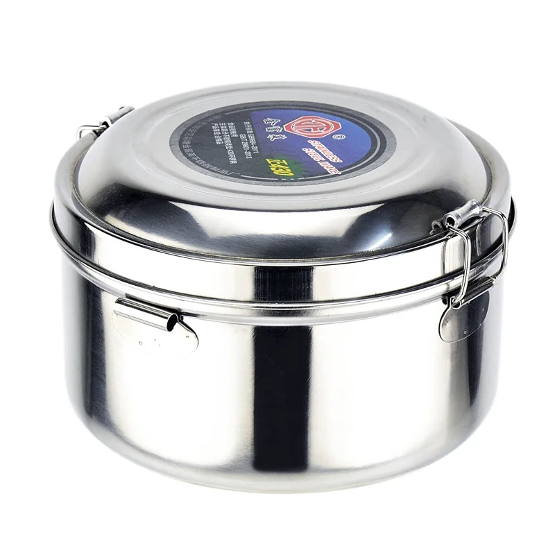 Круглый Ланч бокс для кемпинга уличный двухслойный пикника из нержавеющей стали