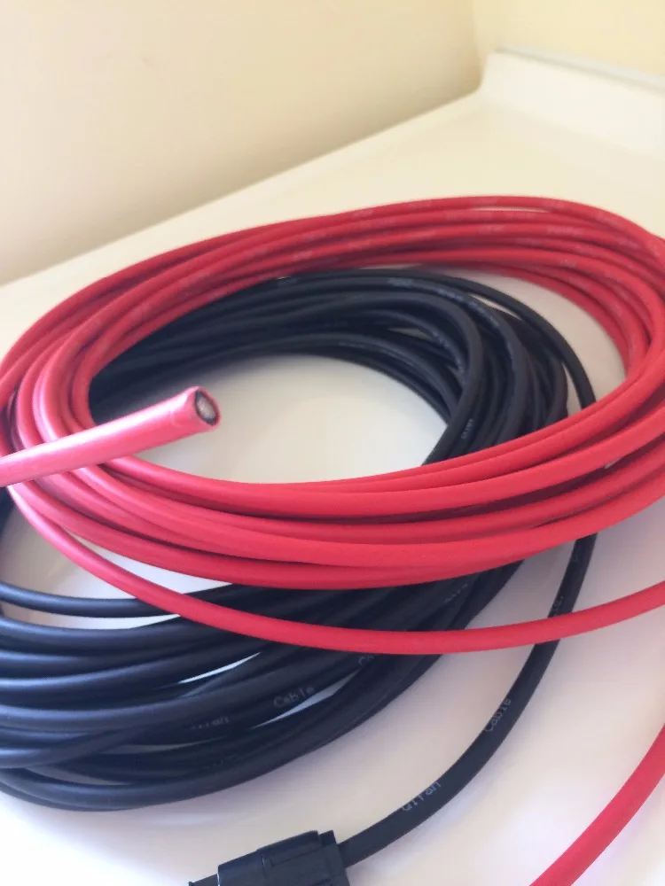 1 пара удлинительных кабелей для солнечной панели медный провод черный и красный