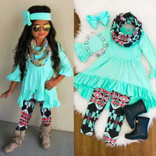 Комплект летней одежды из 3 предметов для девочек топы с длинными рукавами и