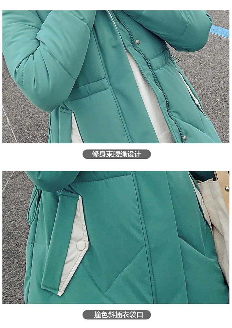 long Parka Down parka women Large collar down jacket medium length knee length jacket and thick jacket 922