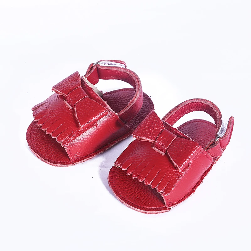 Сандалии детские из воловьей кожи с бантом вырезами |