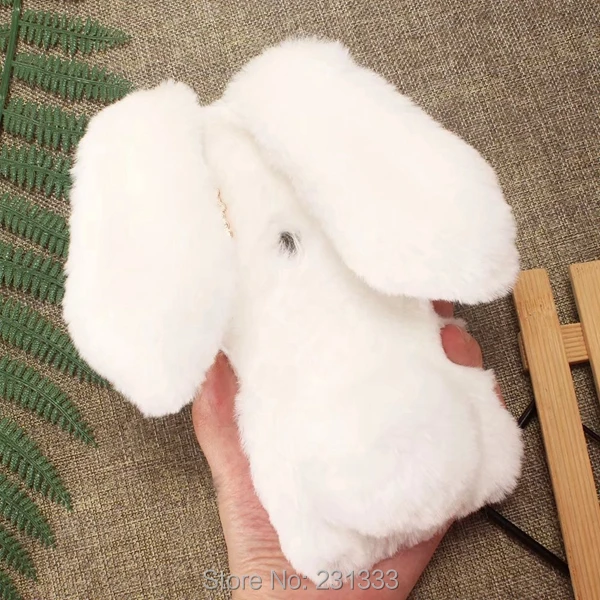 C ku 3D плюшевый пушистый Блестящий Мягкий чехол из ТПУ с кроличьим мехом для Samsung