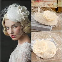 vintage wedding bridal hair accessories flower tulle birdcage veil headpiece 2016 cheap mini wedding bride hat