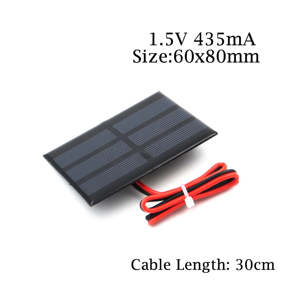 1.5V 435mA Постоянный ток 1 1,5 2 V DC Панели солнечные 30 см провод Мини Солнечная Системы Батарея сотовый телефон Зарядное устройство 0,5 W 0,45 W 0,65 W 0,2 W 0,3 W 0,6 W солнечных батарей - Цвет: 1.5V 435mA