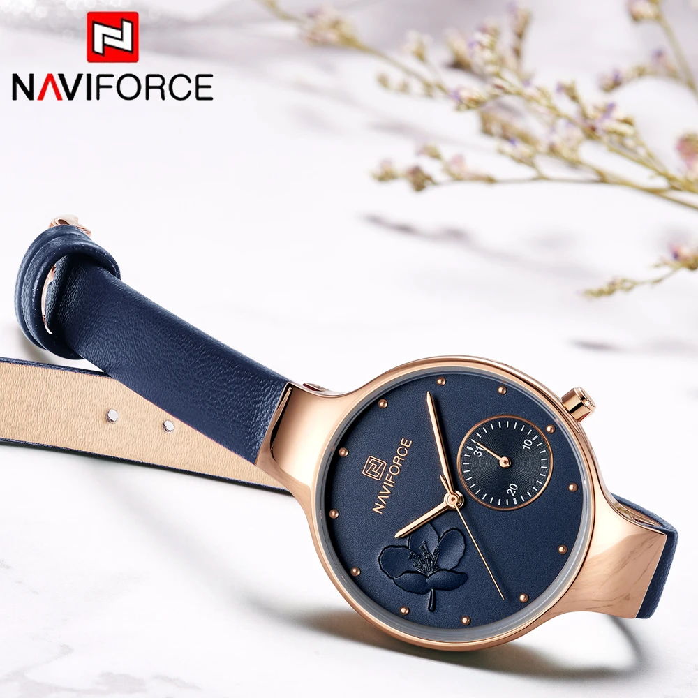 NAVIFORCE Роскошные брендовые модные женские часы женская одежда простые синие