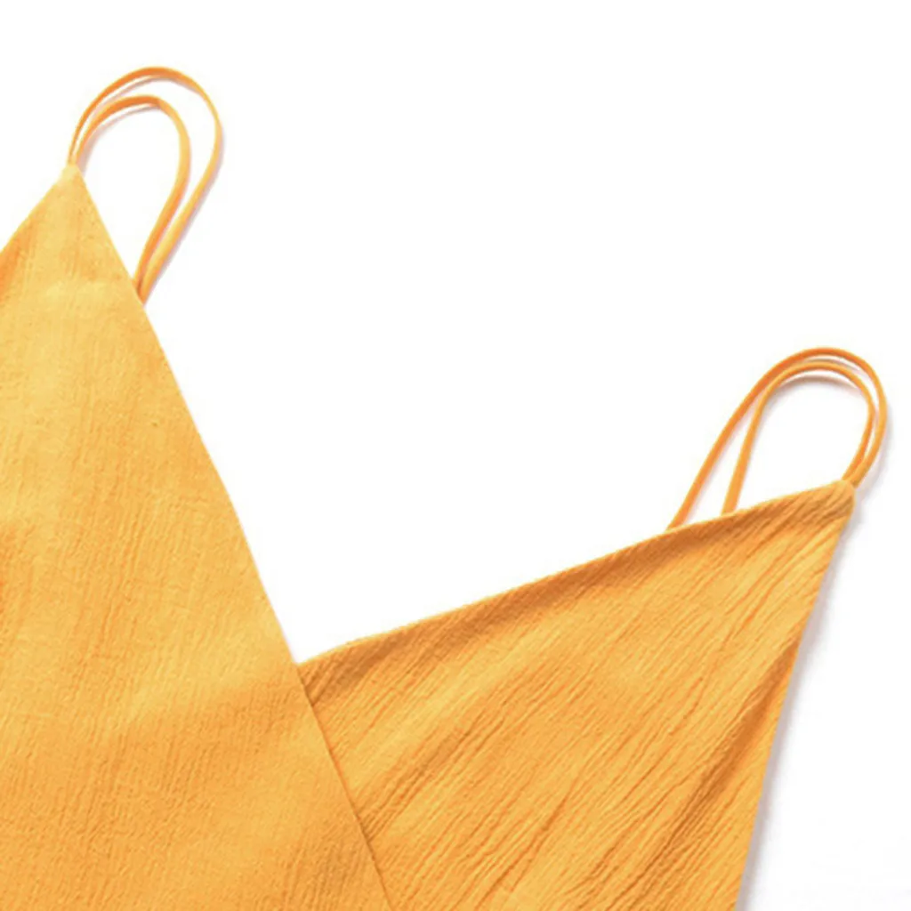 Женское приталенное пляжное платье на бретелях с V-образным вырезом и бантом в