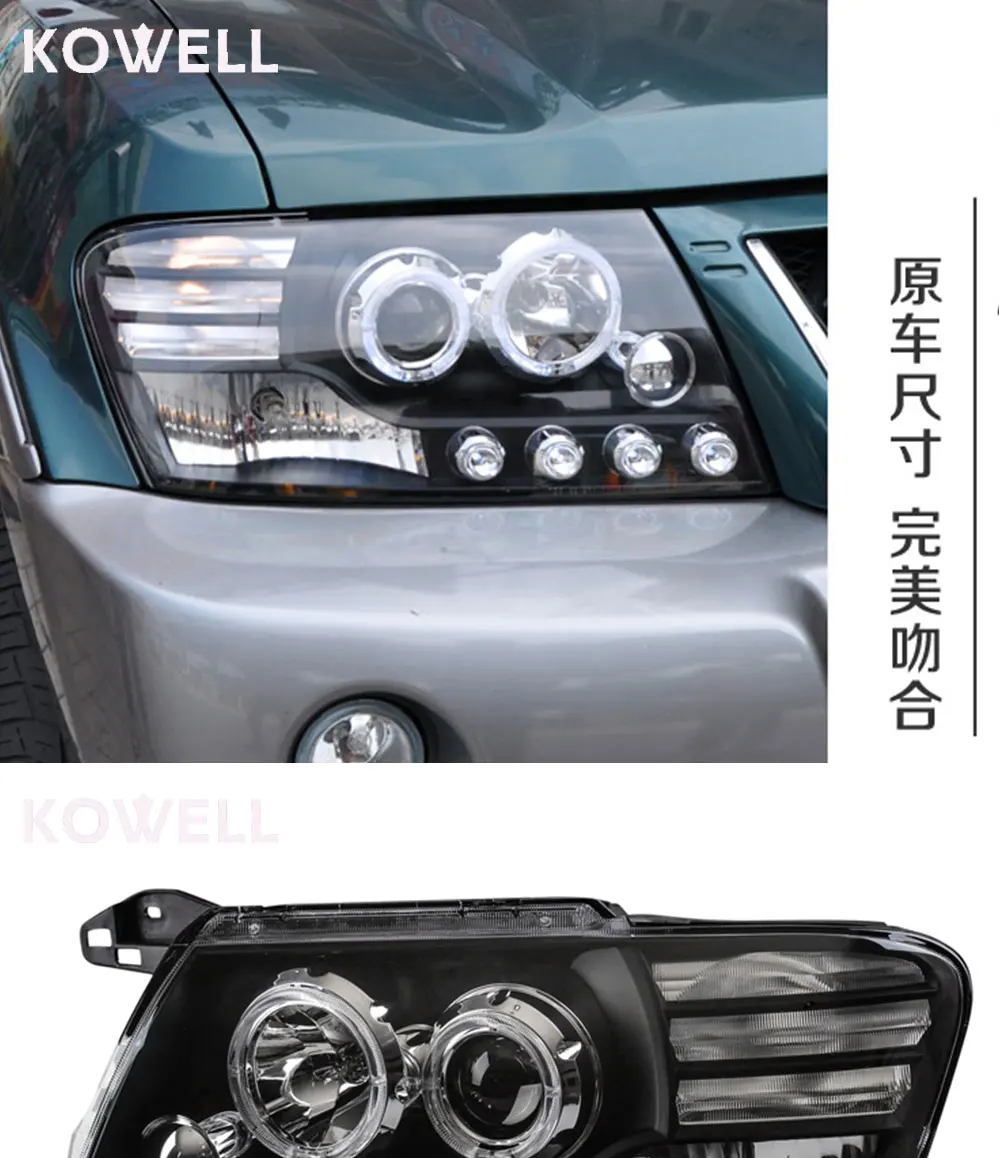 KOWELL автомобильный Стайлинг для Mitsubishi Pajero фары Pajero V73 светодиодные фары поворотник drl HID комплект Биксеноновые линзы ближнего света
