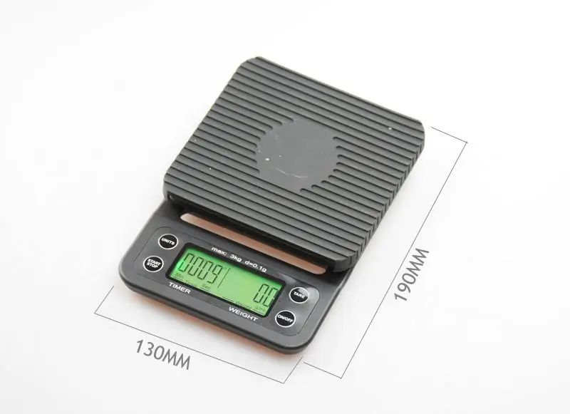 Мини капельного цифровые весы с таймером 3 кг 0,1 г Electrinoic Кухня масштаба стол для приготовления выпечки взвешивания V60 Кофе масштаба