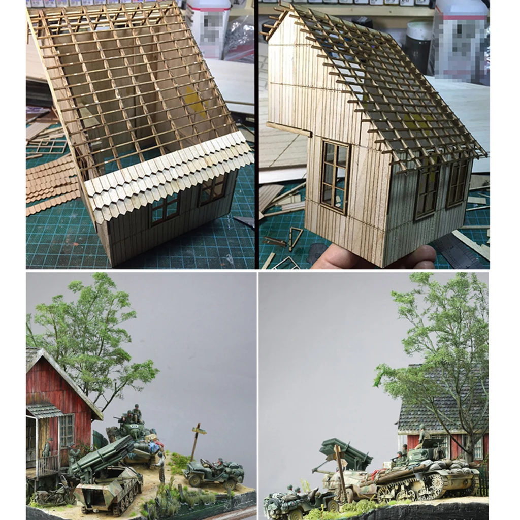 1/35 масштаб Второй мировой войны солдат деревянная кабина разрушенный угол дом