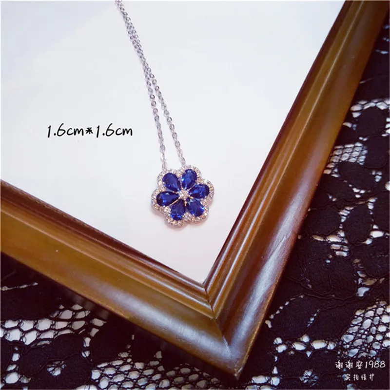 Женское ожерелье из серебра 925 пробы с сапфировым камнем|pendant blue|pendants for womenpendant