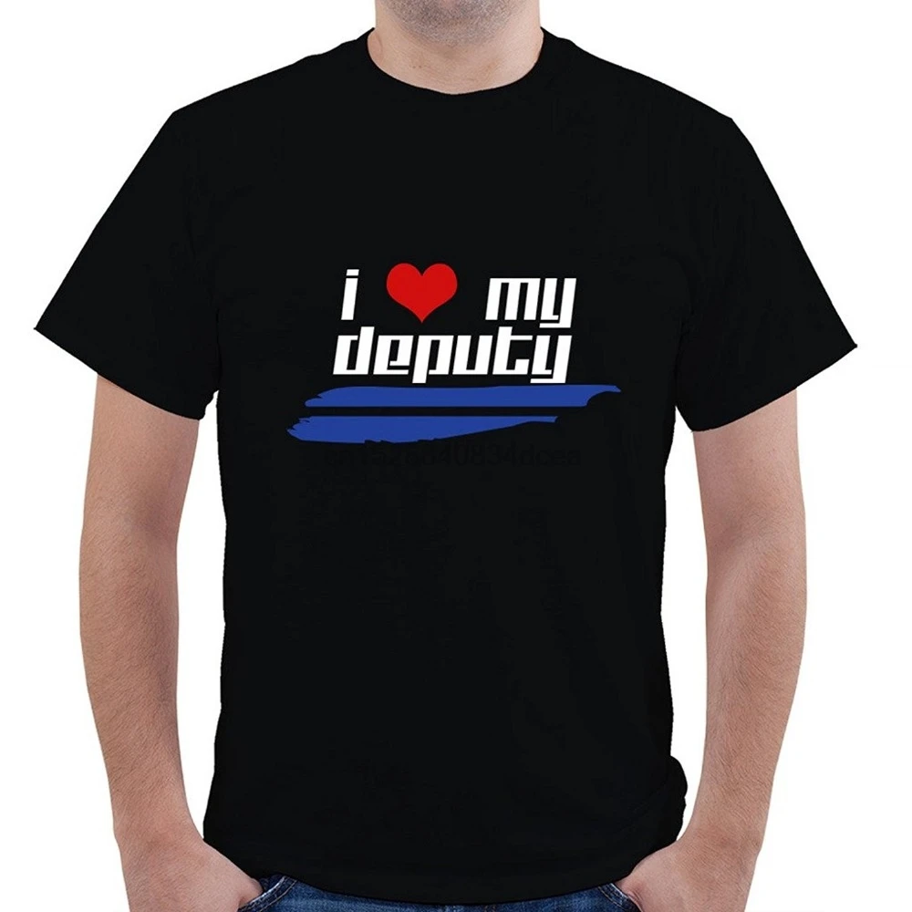 Я люблю своего полицейского хлопковая футболка рубашки с надписями под заказ для
