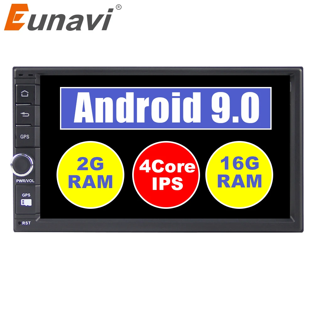 Eunavi 7 'ƈ Din Android 9 0 универсальный автомобильный Радио мультимедийный плеер