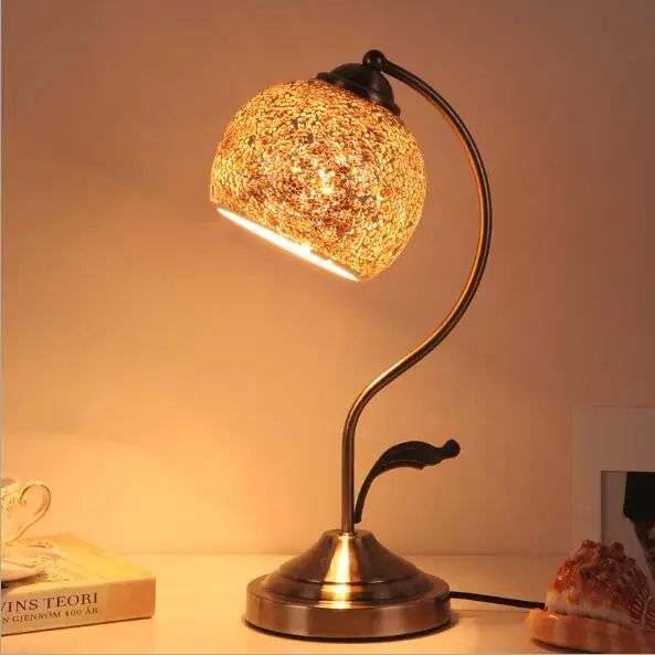 Desk lamp living room bedroom vintage creative desk Mosaic style American country restoring ancient ways glass | Освещение