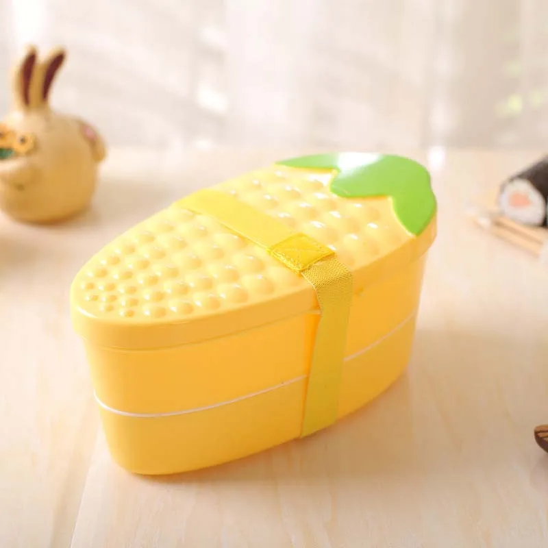 Новое поступление мультяшная Кукуруза портативный 2 слойный здоровый Ланч бокс