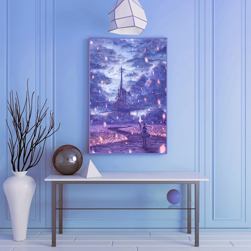 Аниме фантазия Королевство небо пляж Золотое пшеничное поле DIY живопись цифровое