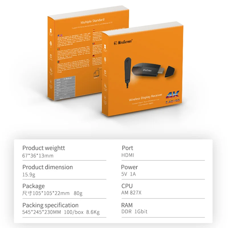 Mirascreen k6 ТВ палка ключ двухдиапазонный 2 4/5G 4K HD WiFi Miracast Airplay DLNA 1080P EZCast дисплей