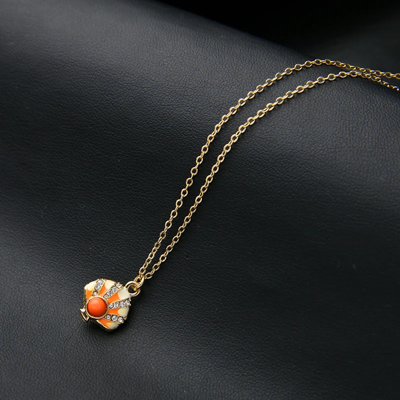 Cute Marine Jewelry Short Necklace Female Chic Enamel Shell Shape Pendant Orange Trendy Charming Gift | Украшения и аксессуары