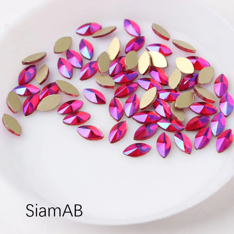 SiamAB Новинка, распродажа, стразы для нейл-арта "конский глаз", 3X6 мм, цветные, AB, Кристальные камни, 30 шт./100 шт., для украшения своими руками, маникюрный бриллиант - Цвет: SiamAB