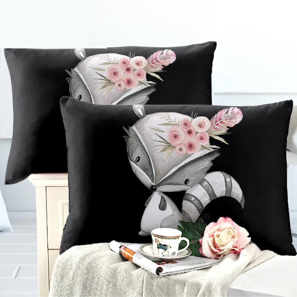 

Kids Cartoon Bedding Set Lovely Squirrel Print Duvet Cover Set Pink Rose Bedding King Queen Bed Cover Pillowcase Home Decor D15