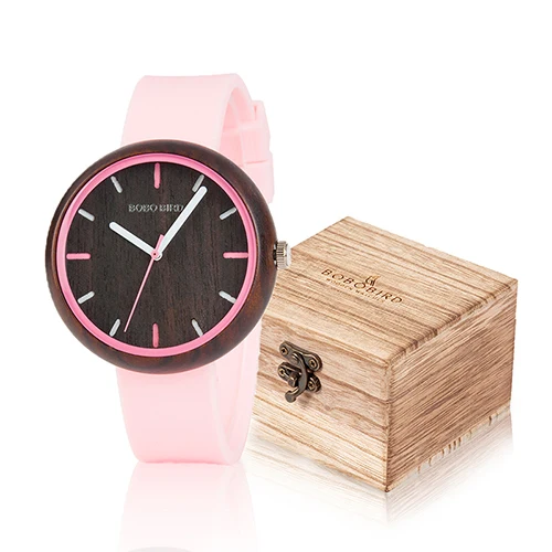 R28-3-7BOX Reloj Mujer BOBO BIRD модные женские часы с цветным силиконовым ремешком в подарочной коробке, принимаются на заказ - Цвет: R28-3-7BOX