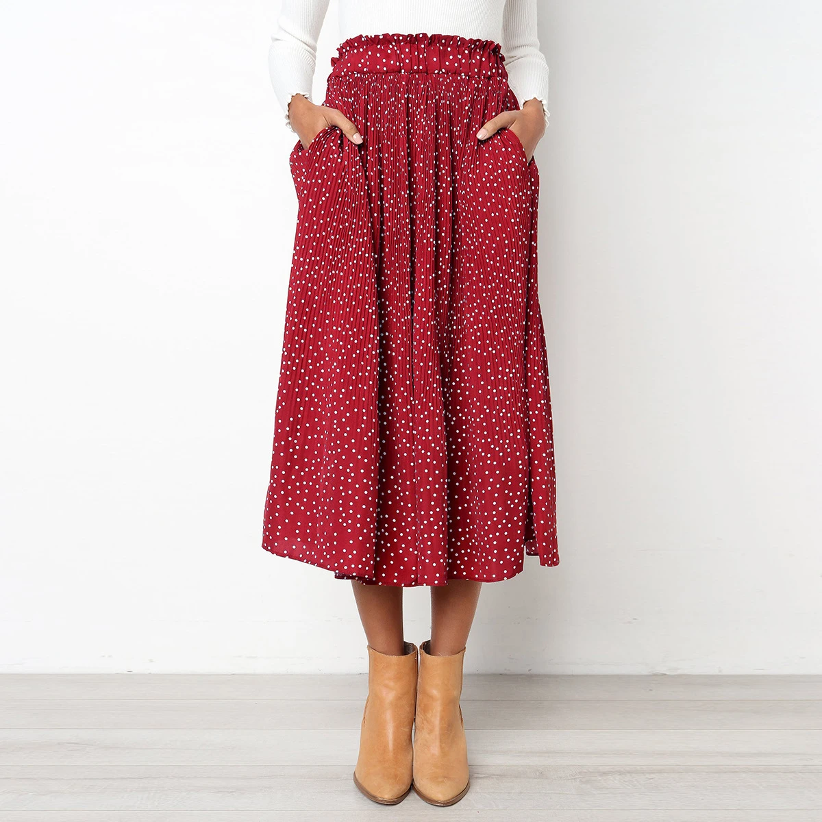 Женская летняя юбка богемная в горошек | одежда