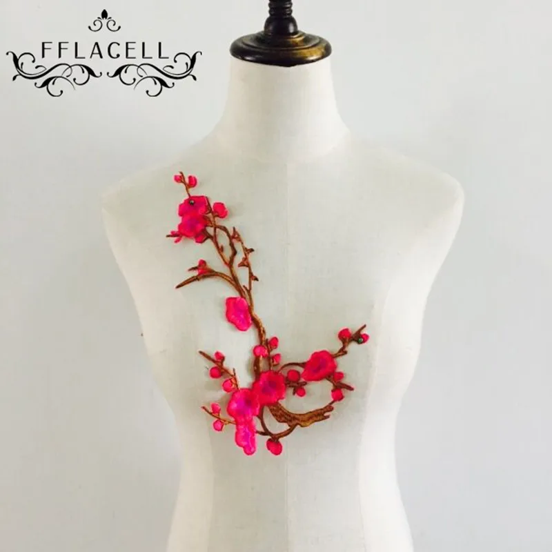 FFLACELL цветок сливы аппликация Одежда Вышивка патч ткань наклейка Железо на