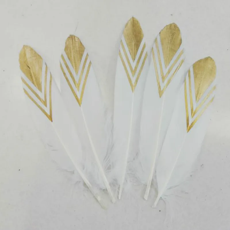 

New! 50 Pcs Gold Dipped Natural White Feathers for Various Crafts, DIY jewelry Decoration,Feather Decoration For Weddings