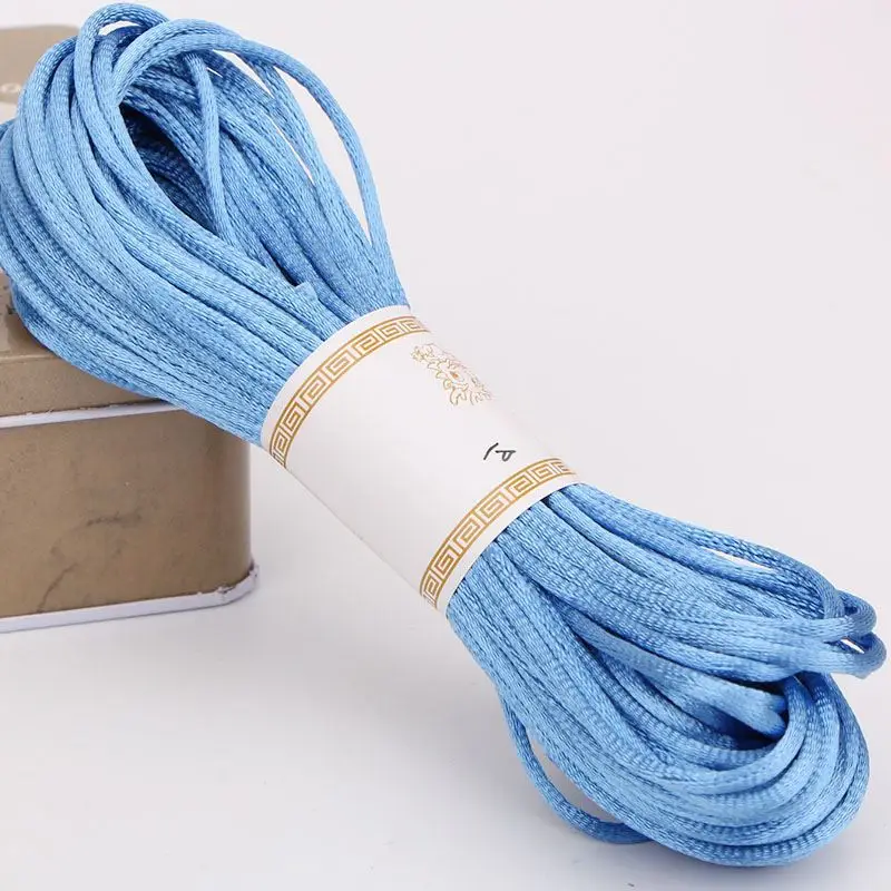 20 м цветные мягкие атласные шелковые веревки для макраме DIY китайский узел ручной работы Плетение веревки ювелирных изделий бисер декоративная струна Touw - Цвет: Blue Cords