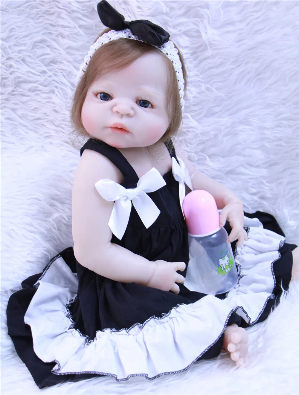 57 см силиконовая кукла reborn baby menina Очаровательная как настоящая новорожденная