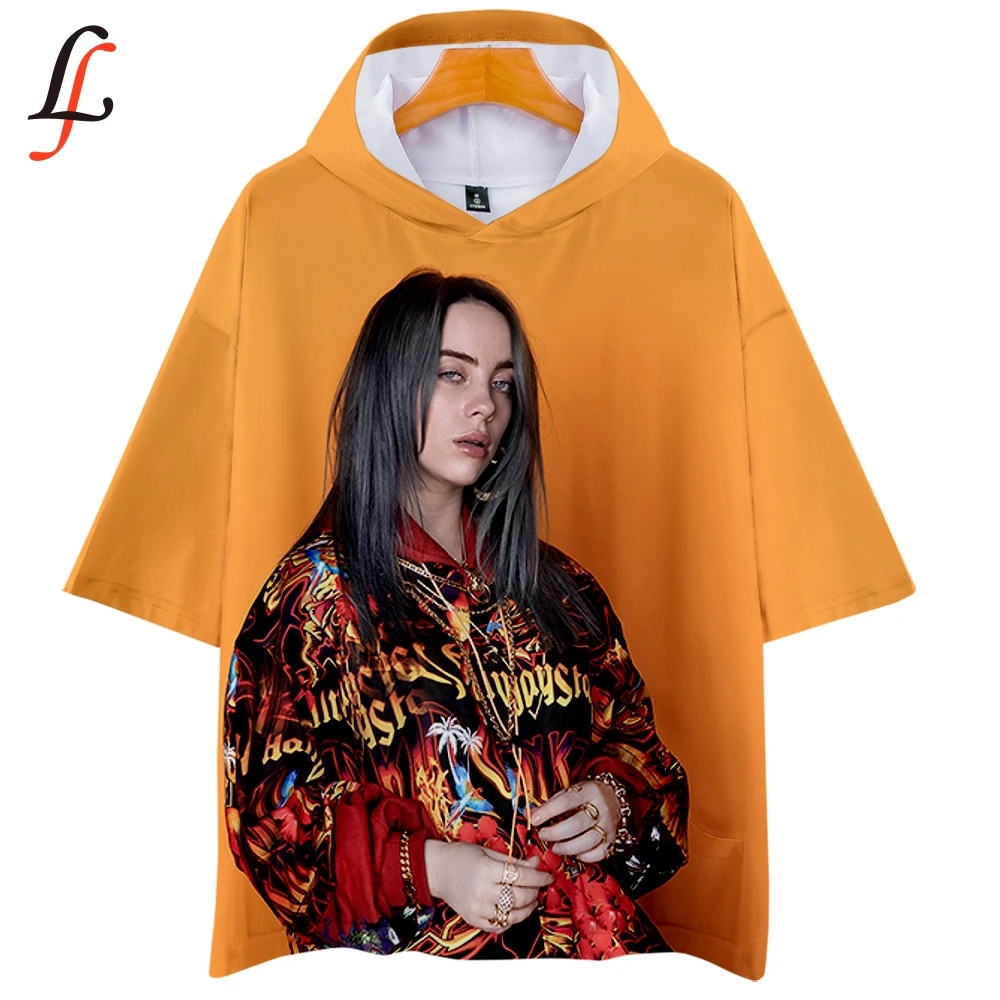 Billie Eilish 3D футболки с капюшоном, женские/мужские модные летние футболки с коротким рукавом,, Повседневная Уличная футболка