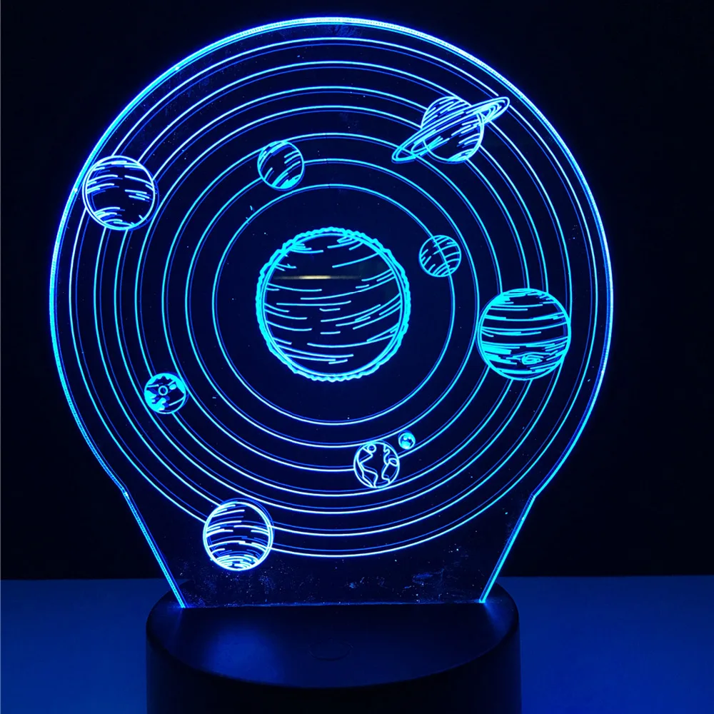 Креативные 3D RGB Иллюзия Вселенная планеты светодиодные ночники видения