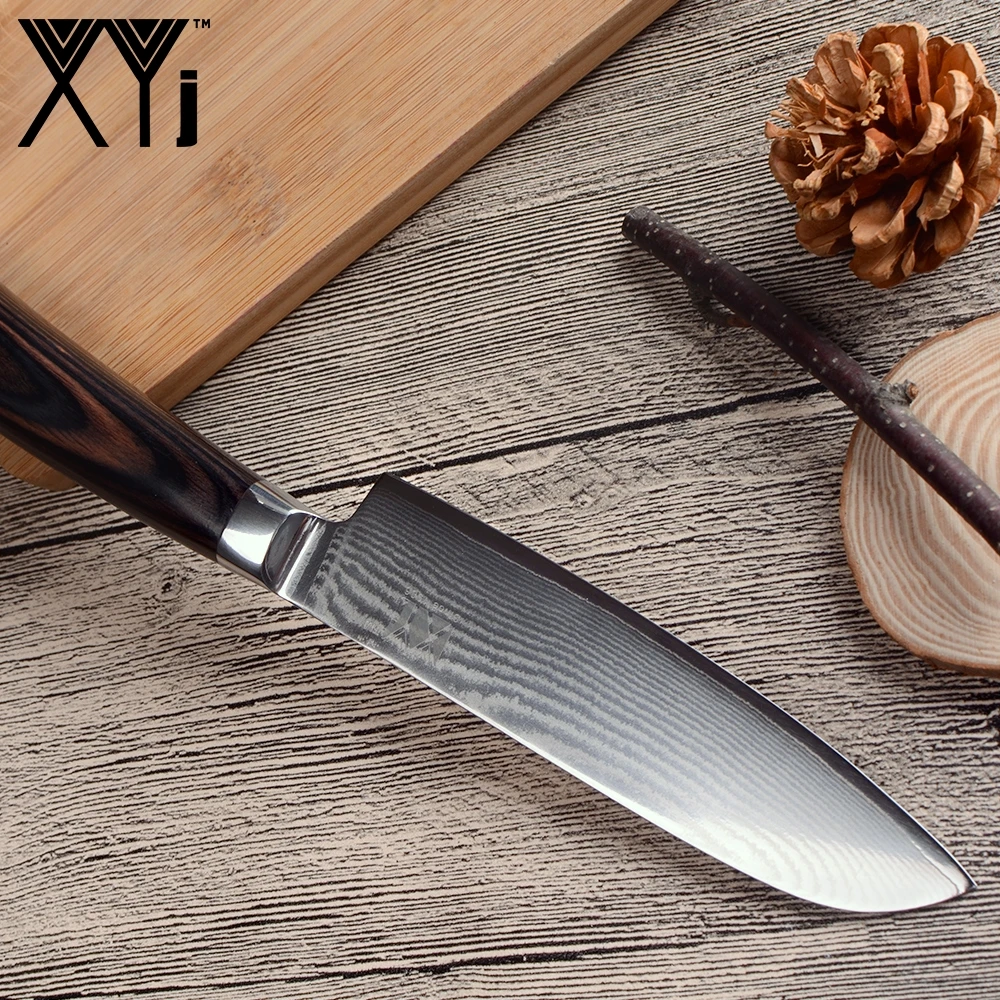 XYj 5 дюймов кухонный нож Новое поступление 2018 японский дамасский стальной Santoku VG10