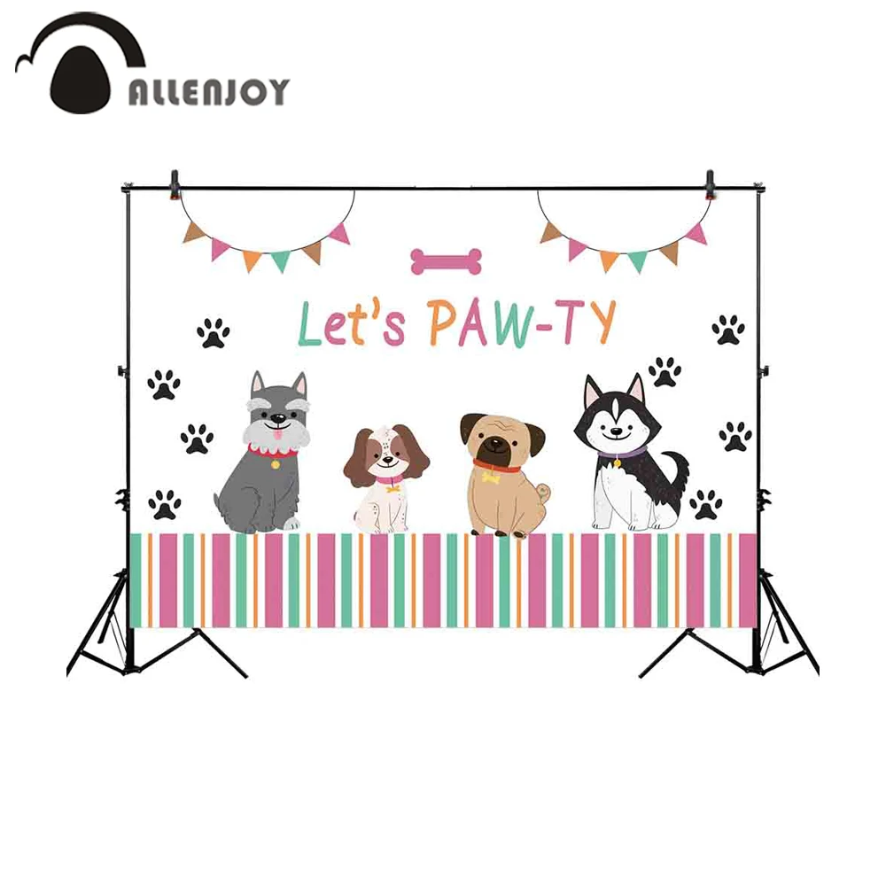 Allenjoy Фотофон с вертикальными полосками собачий отпечаток милый мультяшный