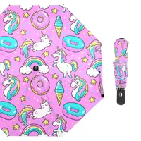 new creativity unicorn pattern umbrella for women fully automatic 3 folding windproof light weight rain umbrella men travel gift
