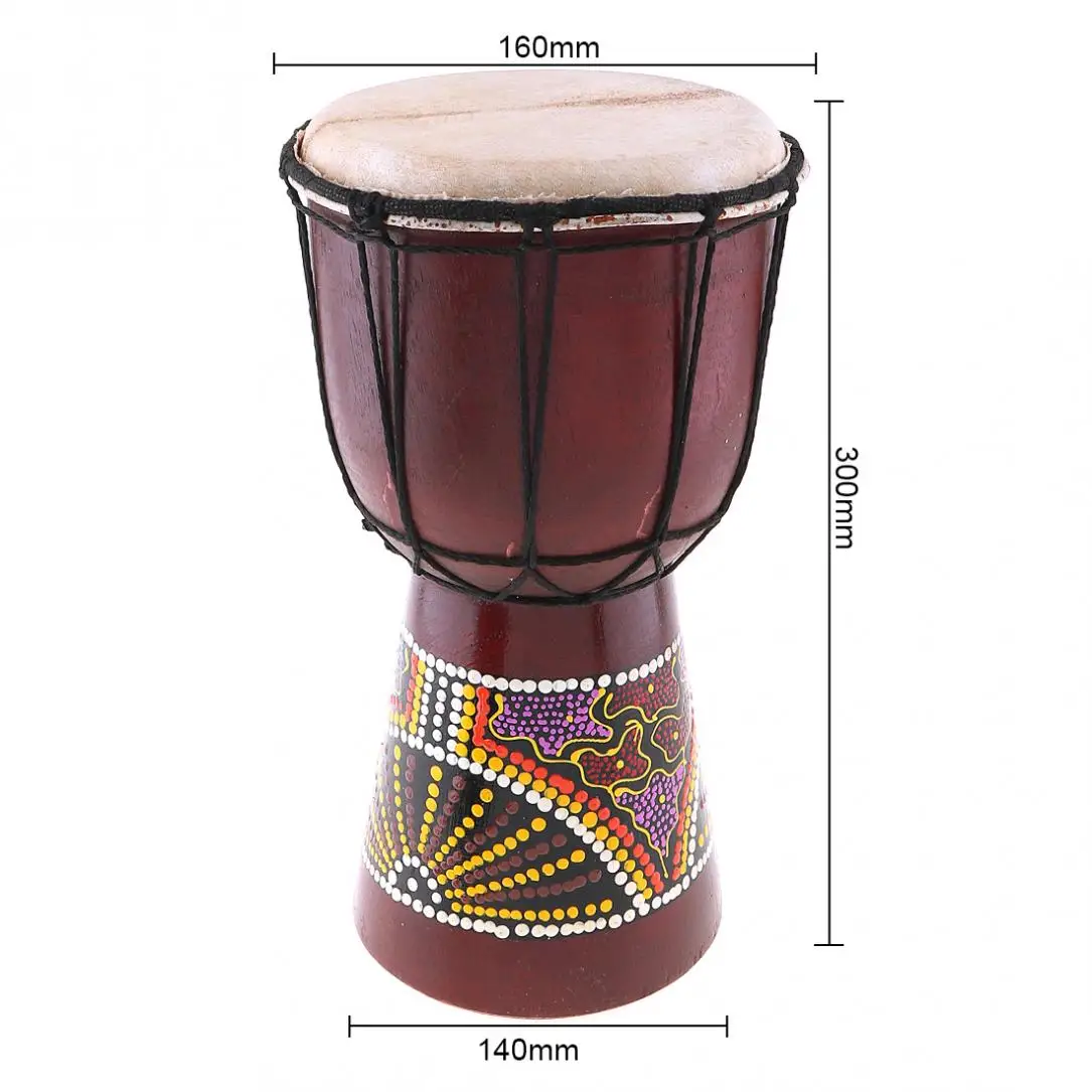6 дюймов Профессиональный Африканский Djembe барабан Классическая живопись дерево козья кожа хороший звук музыкальный инструмент