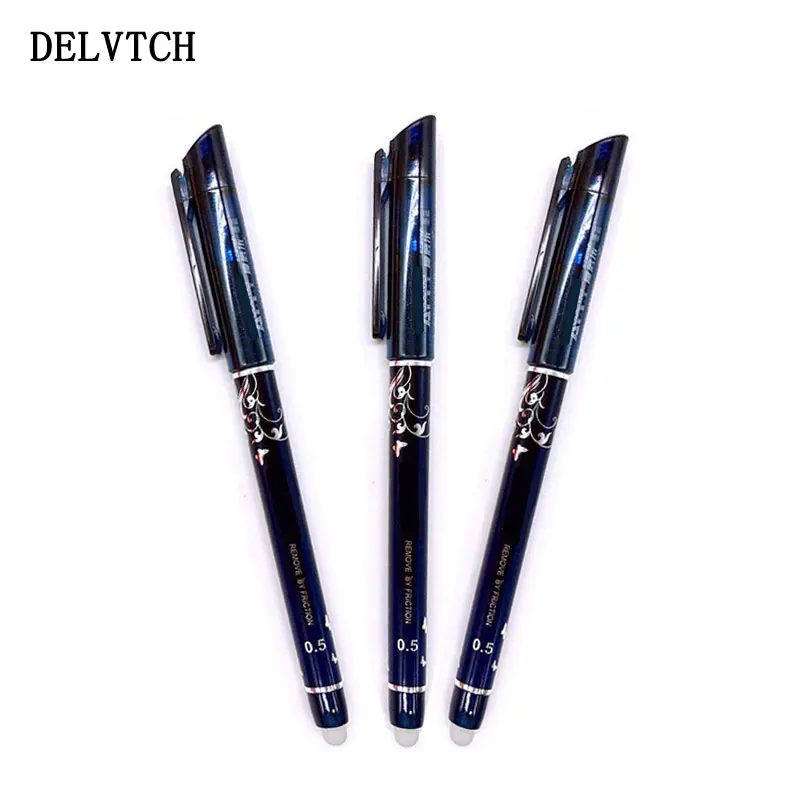 3pcs dark blue pen Delvpch 0,5 мм 3 шт./компл. стираемая гелевая ручка или 20 шт. заправки красные/синие/черные чернила письма стираемая ручка для школы канцелярские принадлежности - Цвет: 3pcs dark blue pen