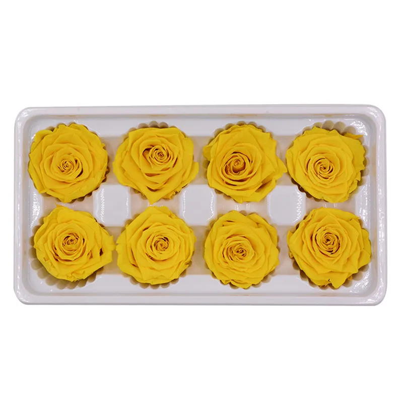 gold-yellow Консервированные цветы высокого качества 4-5 см, подарок на день матери, материал для свадебных украшений, подарок, настоящие лепестки - Цвет: gold-yellow