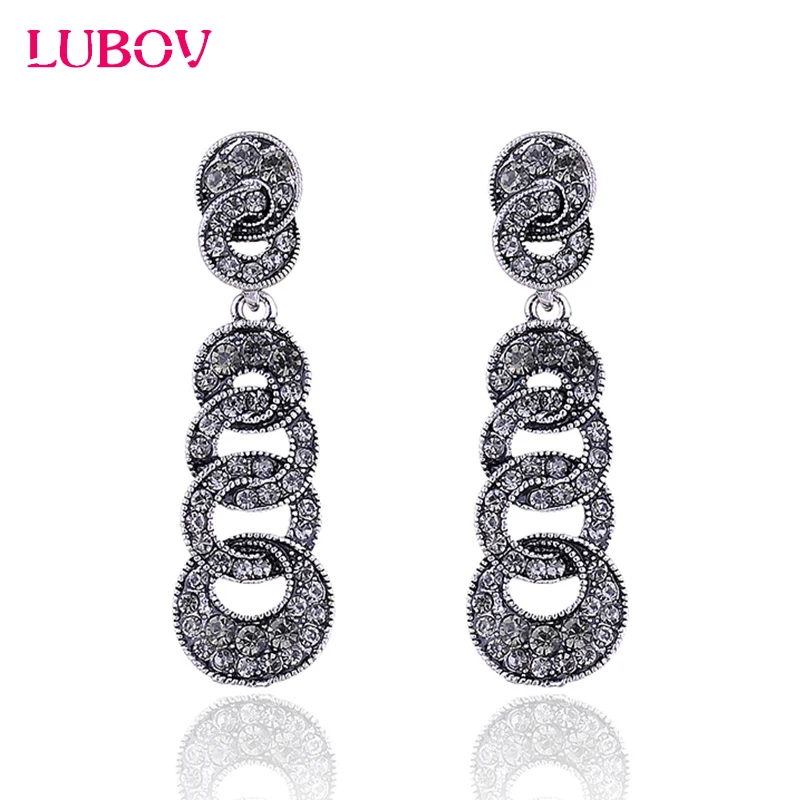 Женские серьги подвески LUBOV в виде кругов сверкающие со стразами|dangle drop earings|dangle