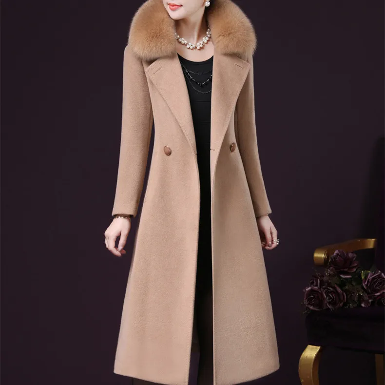 2018 осенне зимние женские шерстяные пальто больших размеров с поясом толстые